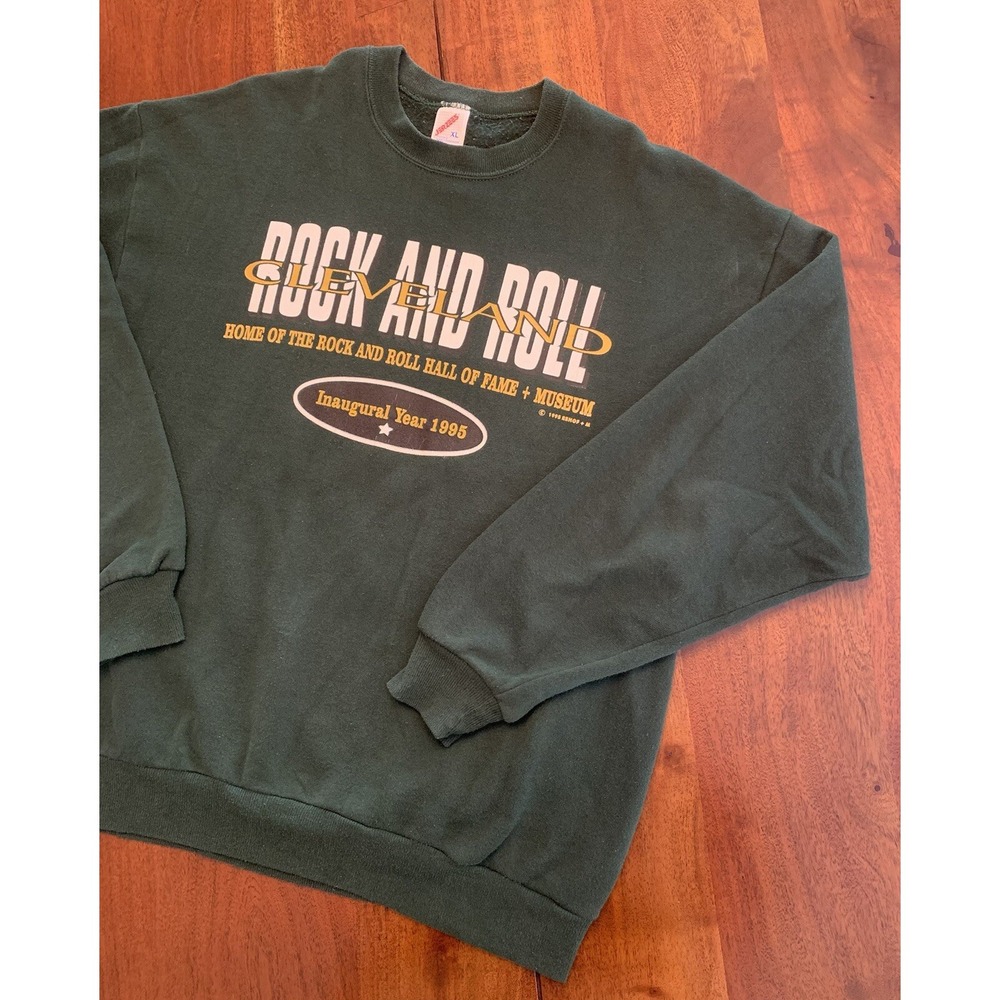 Vintage 90s Rock And Roll Hall of Fame Spell Out Sweatshirt Mens L Jerzees USA